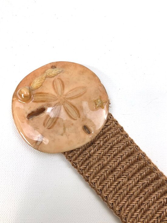 Vintage Sand Dollar Charmant Belt Beverly Hills Stretchy Beach Cottagecore Sz XL main image 10